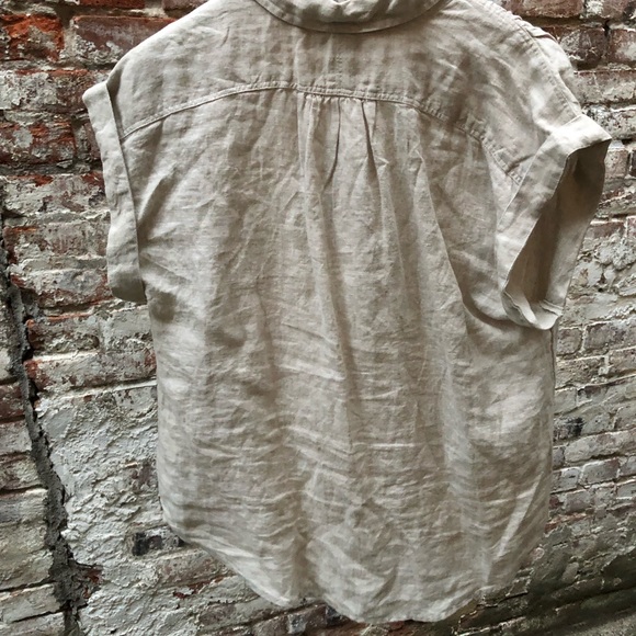 NWT New J. CREW beige cotton blouse shirt M medium - Picture 4 of 6